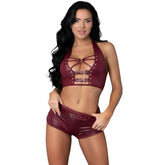 Exposed Lingerie Thalia Burgundy Tease Two Piece Set Her Fetish